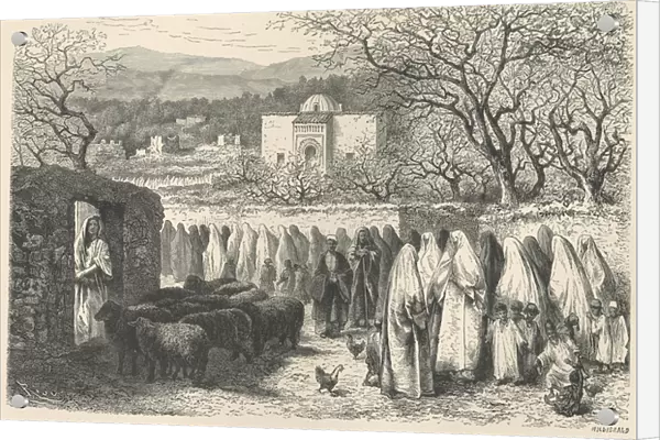 Marabout and Procession: Tlemcen, engraved by Henri Theophile Hildibrand (1824-97)