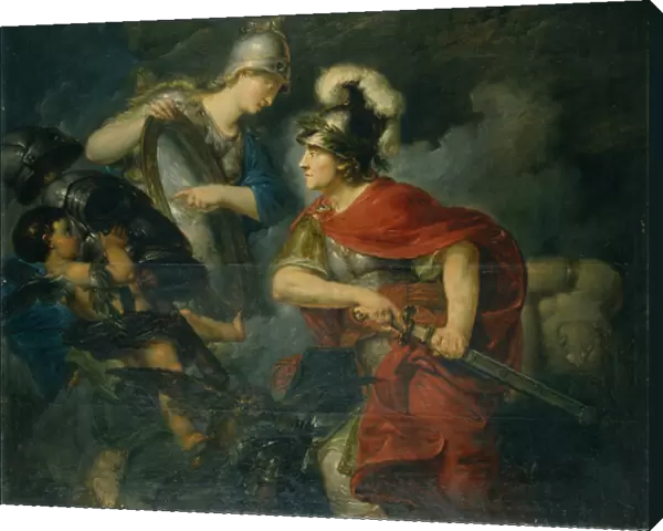Minerva Showing her Envy in the Polished Shield (oil on panel)