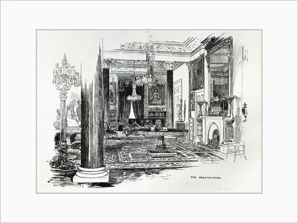 The Drawing Room, Osborne House, from Leisure Hour, 1888 (engraving)