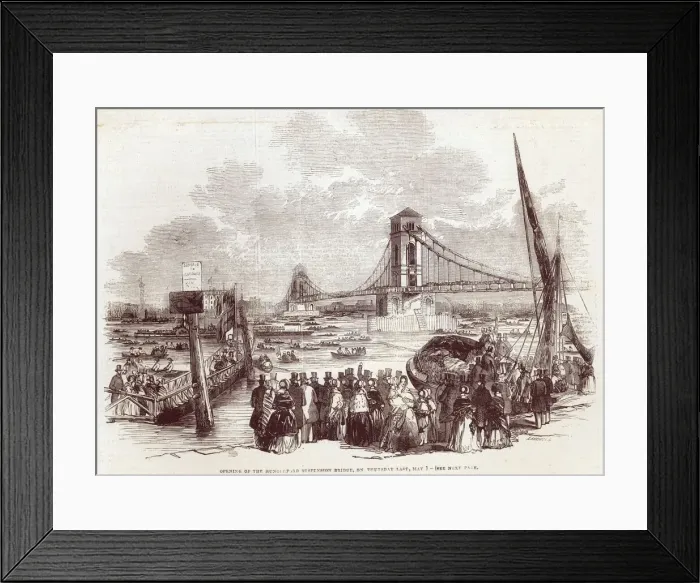 Framed Print : Print of the Hungerford Suspension Bridge Framed Print : Print of the Hungerford Suspension Bridge