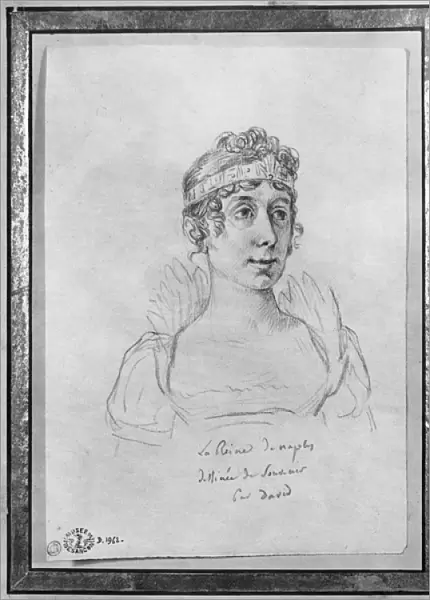 Caroline Bonaparte, Queen of Naples (pencil on paper) (b  /  w photo)