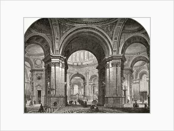 Interior of the Nave of St. Pauls Cathedral, looking east, as it would have