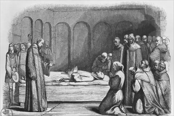 Death of Abelard, illustration from Lettres d Heloise et d Abelard