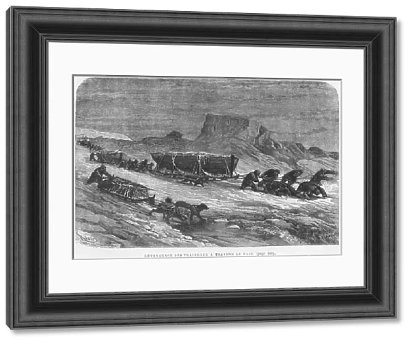 Pulling the sledges through the pack ice, illustration from Expedition du Tegetthoff