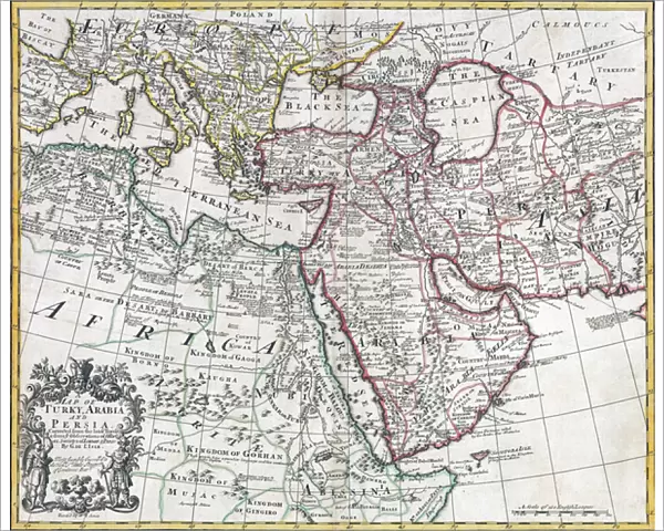 Map of Turkey, Arabia and Persia, after Guillaume de L Isle, revised by John Senex