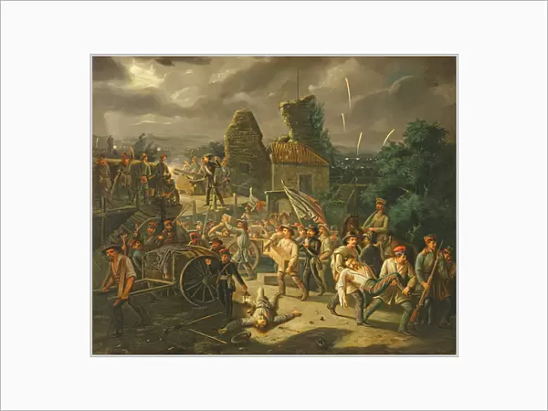 The Defence and Evacuation of the Rocchetta (oil on canvas)