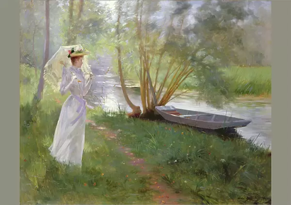 A walk by the river, 1890 (oil on canvas)
