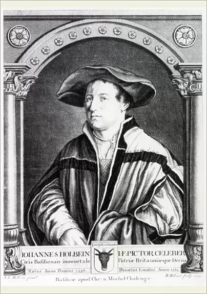 Hans Holbein the Younger, engraved by Bartholomaus Huebner, 1790 (engraving) (b  /  w photo)