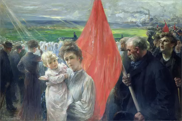 A Strike at Saint-Ouen, 1908 (oil on canvas)
