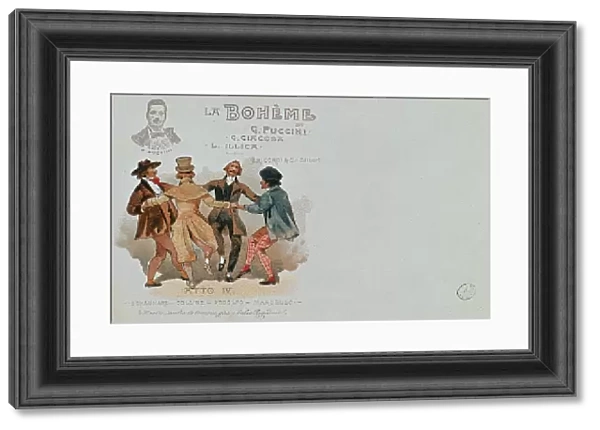Commemorative Postcard of the opera La Boheme, by Giacomo Puccini (1858-1924)