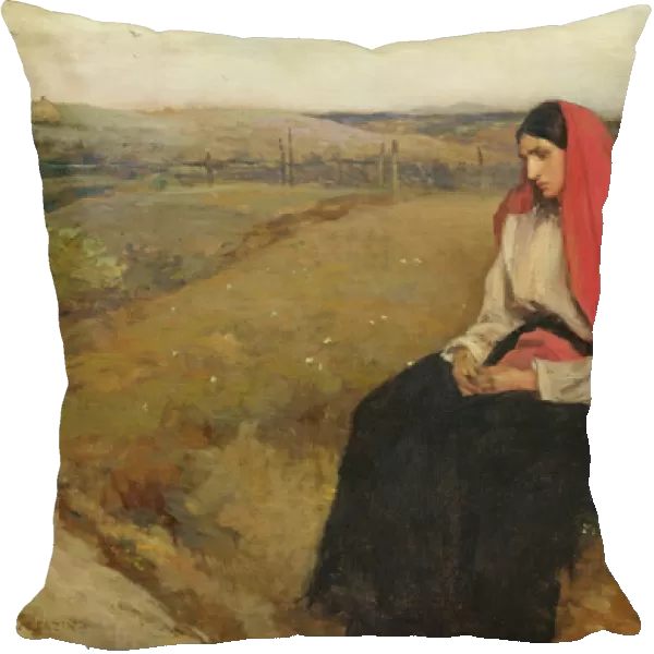Woman in a landscape (oil on canvas)