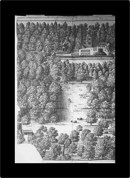 Boscobel House and Park, 1651 (engraving)