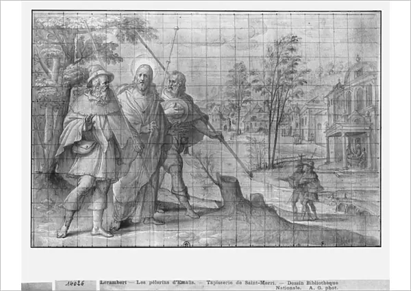Life of Christ, Christ on the road to Emmaus, preparatory study of tapestry cartoon