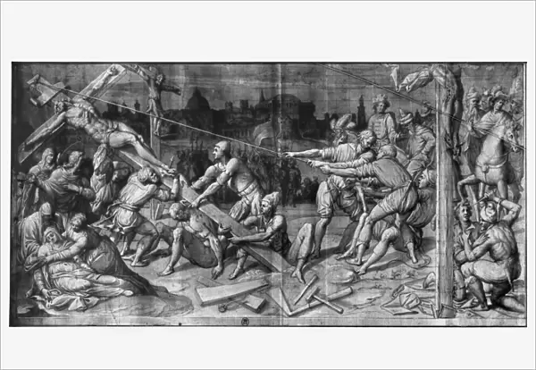 Life of Christ, the Raising of the Cross, preparatory study of tapestry cartoon for