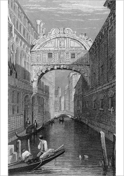 The Bridge of Sighs, Venice, engraved by Robert Wallis, 1829 (engraving)