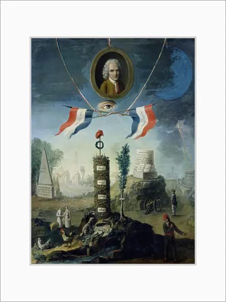 An Allegory of the Revolution with a portrait medallion of Jean-Jacques Rousseau