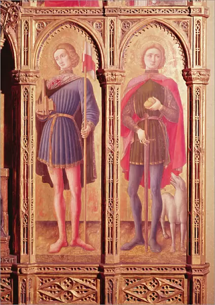 The Pesaro Polyptych, detail of two saints (oil on panel)