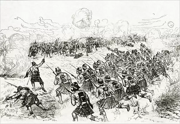 The Black Watch charging the intrenchments at the Battle of Tel el-Kebir, published