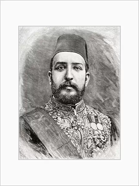 HH Muhammad Tewfik Pasha, Tawfik of Egypt, 1890 (wood engraving)