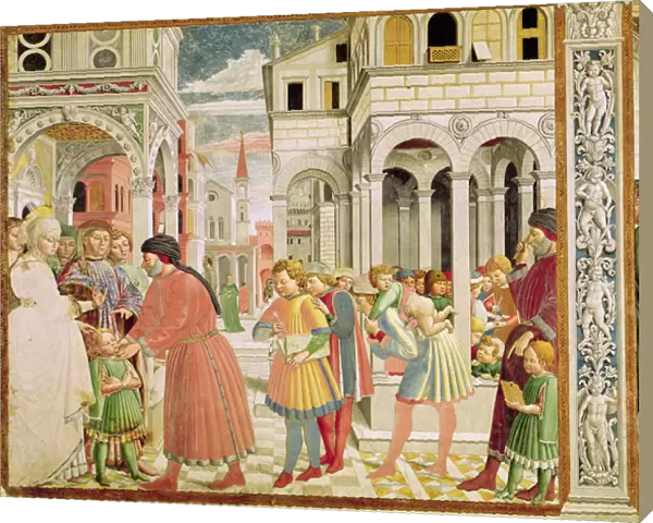 St. Augustine is led by his parents at the School of Tagaste, from the Life of St