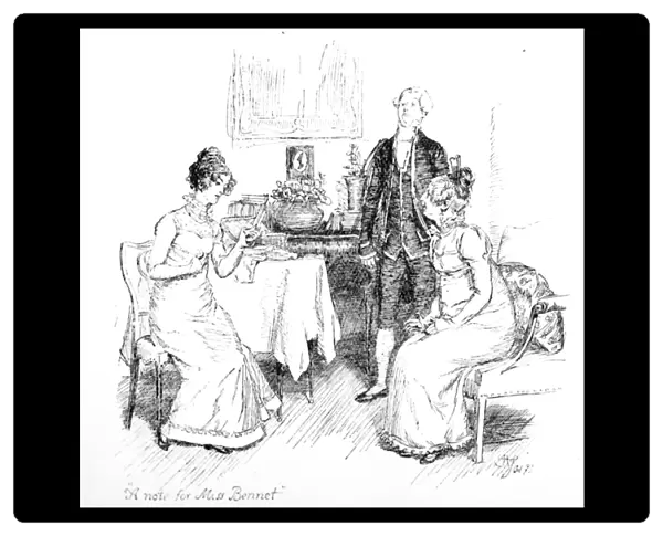 A note for Miss. Bennet, illustration from Pride & Prejudice by Jane Austen