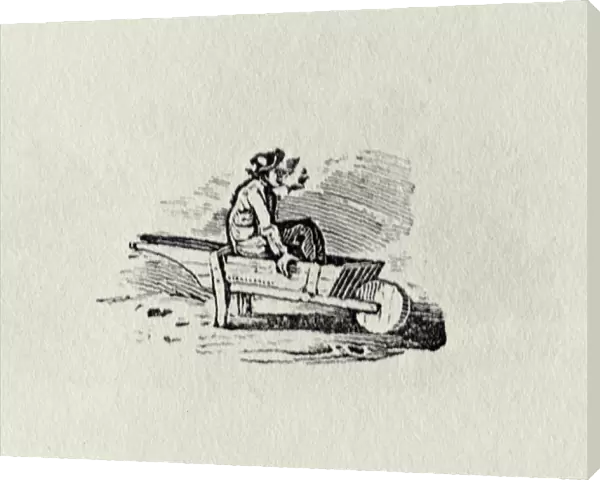 A Man in a Wheelbarrow from History of British Birds and Quadrupeds publ 1815?