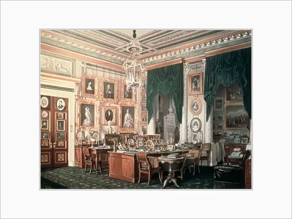 The Study of Alexander III (1845-94) at Gatchina Palace, c. 1881 (w  /  c on paper)