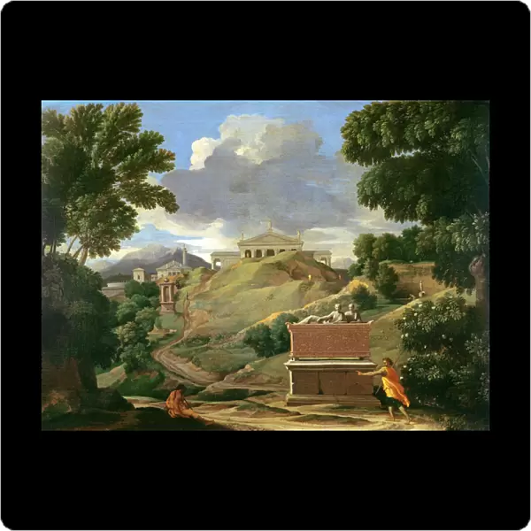 Landscape with classical ruins and Etruscan sarcophagus, c. 1634 (oil on canvas)