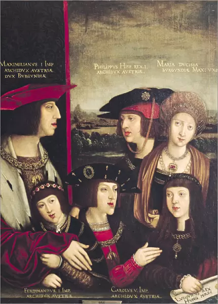 The Emperor Maximilian I (1493-1519) with his wife Mary of Burgundy, and his sons Charles V