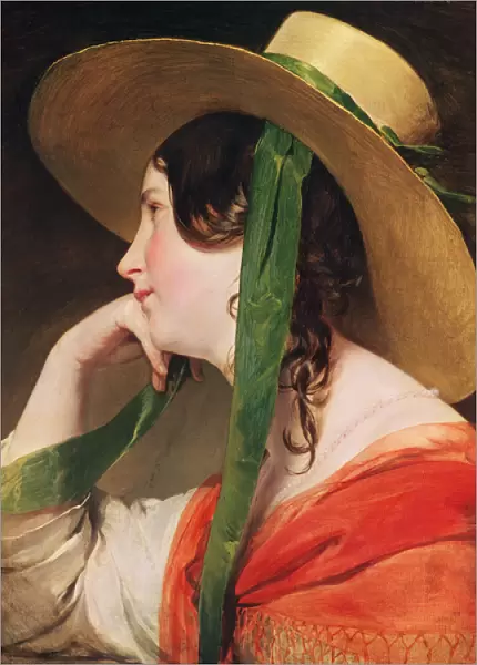 Girl in a Yellow Straw Hat, (oil on canvas)