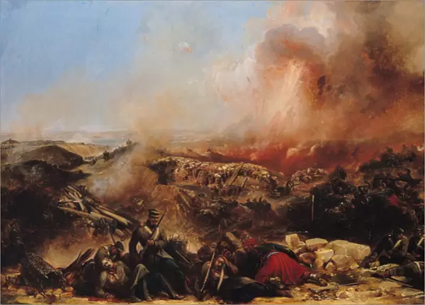 The Battle of Sebastopol, left section of triptych, after 1855 (oil on canvas) (see