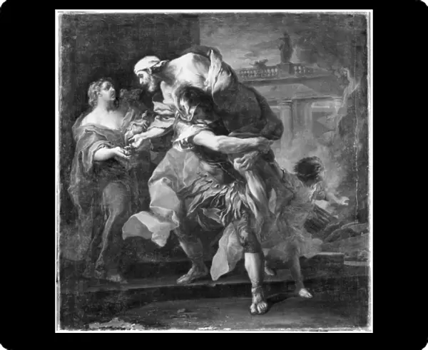 Aeneas carrying Anchises, 1729 (oil on canvas) (b  /  w photo)
