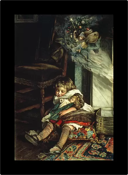 Children dreaming of toys, frontispiece of A Christmas Tree Fairy, pub