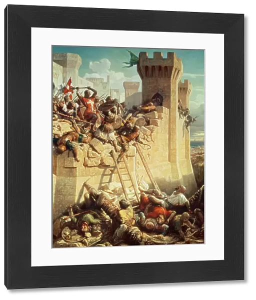 Guillaume de Clermont defending Ptolemais (Acre) in 1291, 1845 (oil on canvas)