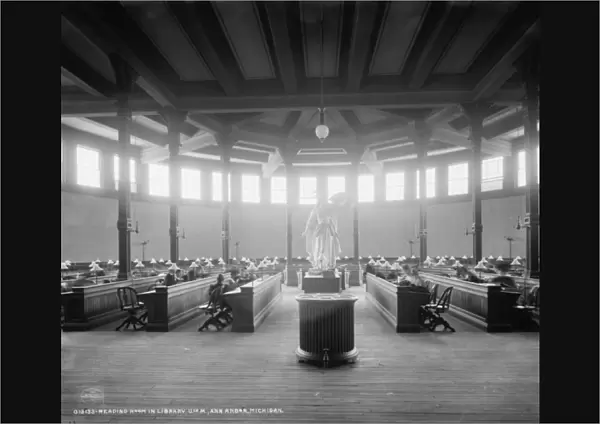 Reading room in library, University of Michigan, Ann Arbor, Michigan, c. 1901 (b  /  w photo)