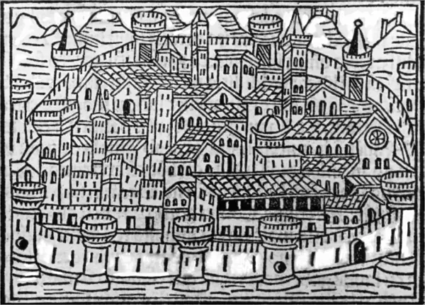 Walled city from Supplementum Chronicarum by Giacomo Filippo Foresti