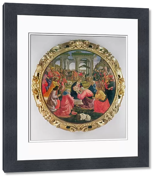 The Adoration of the Magi (with partial frame), 1487 (oil on wood)