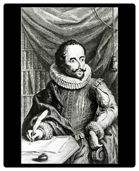 Portrait of Miguel de Cervantes Saavedra (1547-1616) engraved by Jacob Folkema (1692-1767)