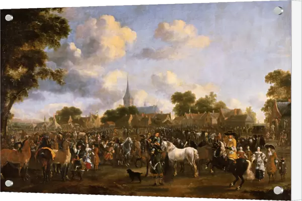 Horse Fair in Valkenburg, 1675 (oil on canvas)