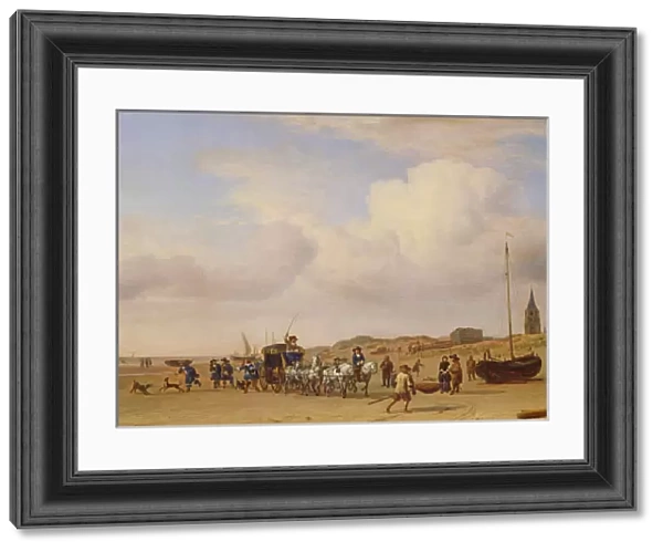 Noble Carriage on the Beach at Scheveningen, 1660 (oil on panel)