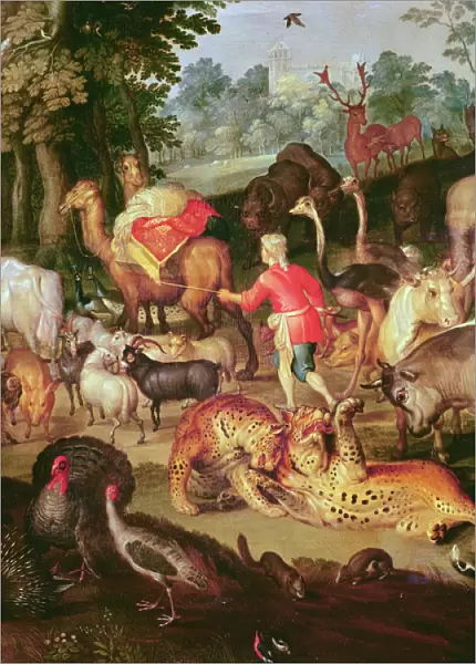 Earthly Paradise, detail of the right part, animals in pairs (oil on canvas)