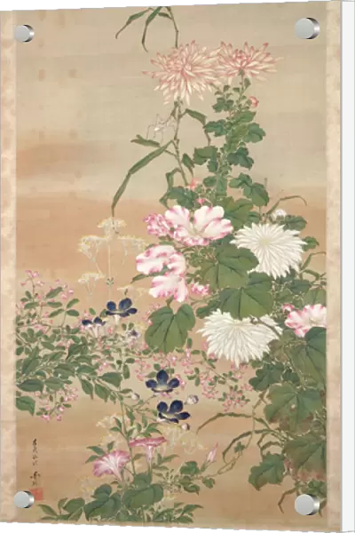 Flowers in autumn, 1826 (ink, colours and gold on silk)