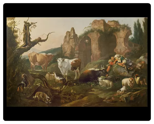 Farm animals in a landscape, 1685 (oil on canvas)
