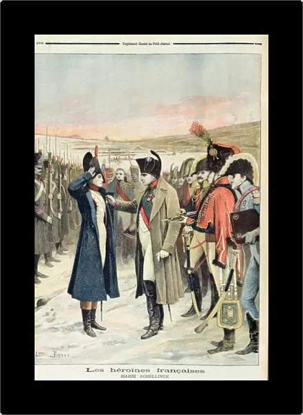 Napoleon Bonaparte (1769-1821) presenting the female officer, Marie Schellinck with