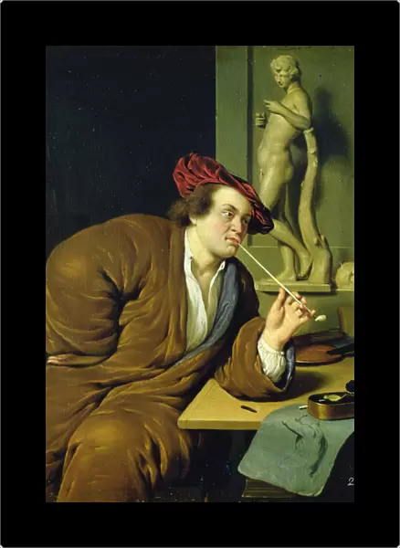 Smoker, possibly a self portrait, 1688 (oil on panel)