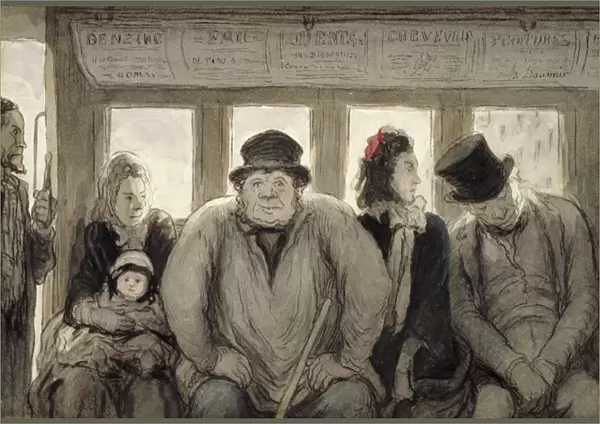 The Omnibus, 1864 (ink, w  /  c & lithographic crayon on paper)