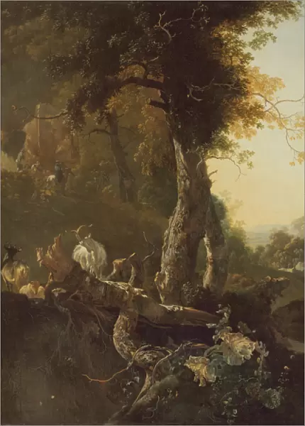 Landscape with Rising Sun (oil on canvas)