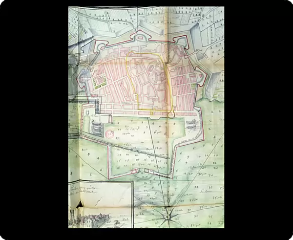 Plan of Toulon, 1669 (pen & ink and w  /  c on paper)