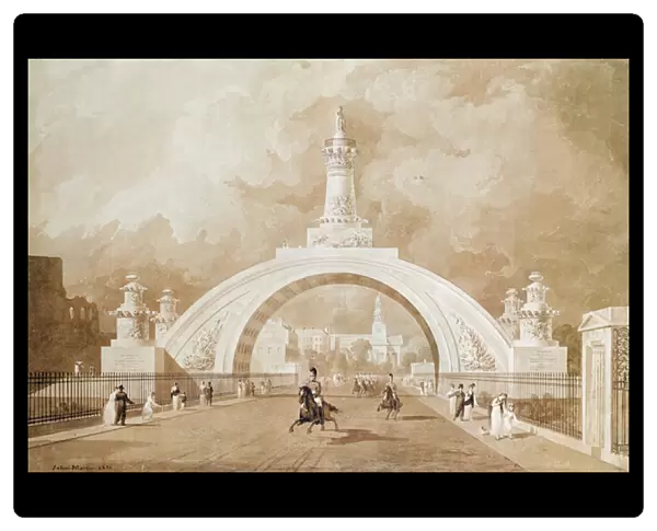 The Proposed Triumphal Arch from Portland Place to Regents Park, 1820 (litho)