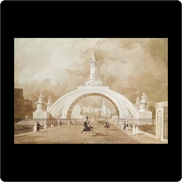 The Proposed Triumphal Arch from Portland Place to Regents Park, 1820 (litho)